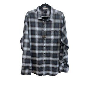 Good Man Brand Button Down Shirt Men's XXL Gray/Black Long Sleeve 100% Cotton